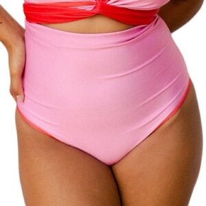 NWT Baiia Cosmopolitan Reversible Bikini Bottom Pink and Coral Red AU 26 US 22